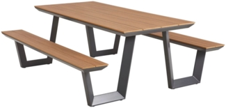 osoltus Alu Picknick Gartentisch Bank Florida anthrazit Teak Optik 200cm