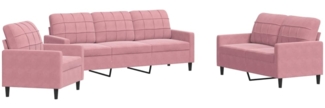 vidaXL 3-tlg. Sofagarnitur mit Kissen Rosa Samt 3278354