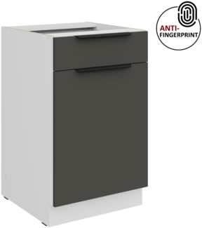 Küchen Unterschrank 50 cm Küche ARIA Graphite ultra matt + Weiss matt, hochwertige Fronten mit Anti Fingerprint Beschichtung Küchenzeile Küchenblock