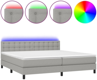 Boxspringbett mit Matratze & LED Stoff Hellgrau 200x200 cm, Härtegrad: H2 [3133501]