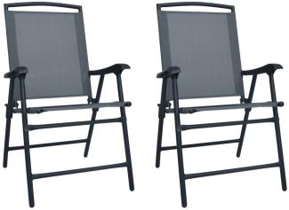 vidaXL Klappbare Gartenstühle 2 Stk. Textilene Grau 47922