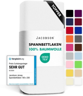 Jacobson Spannbettlaken TOPPER aus 100% Baumwolle, Jersey Bettlaken 160 g/m², Spannbetttuch mit Gummizug, OEKO-TEX®, pflegeleicht, viele Farben