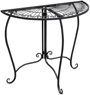 Beistelltisch Metalltisch Garten Vintage Style halbrund klappbar schwarz-kaffeebraun