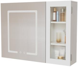 TWSOUL Badezimmerspiegelschrank Spiegelschränke mit LED-Beleuchtung, 80cm*60cm*15.3cm Antibeschlagfunktion, Drei Arten von Lichtern einstellbar