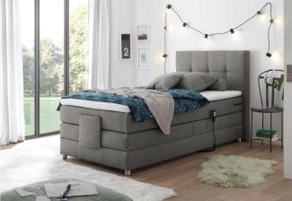 Boxspringbett 'MANOLO 2' in Stoff Elephant mit Motor 100x200