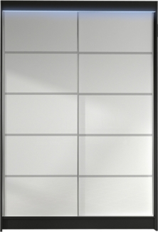 Kleiderschrank Lino IV, mit RGB LED Beleuchtung, Farbe: Schwarz / Weiß