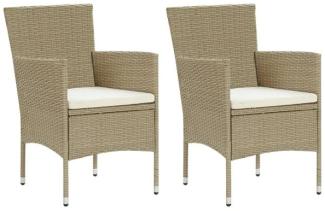 vidaXL Garten-Essstühle 2 Stk. Poly Rattan Beige 310553