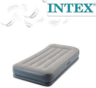 Intex 'Pillow Rest Raised' Single-Luftbett, inkl. Tragetasche, mit integrierter Pumpe, grau