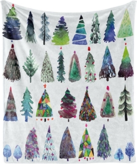 Wohndecke Gemütlicher Plüsch für den Innen- und Außenbereich, Abakuhaus, Weihnachten Aquarell Tannenbaum