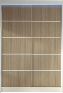 Kleiderschrank Lino IV, mit RGB LED Beleuchtung, Farbe: Weiß / Sonoma Eiche