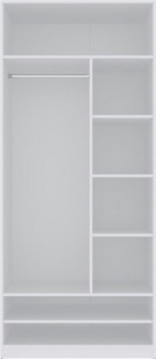 Marmex Möbel TRES 02B Kleiderschrank 90 cm ohne Türen mit Kleiderstange, Kleiderschrank mit Einlegeböden, offen Garderobe, laminierte Spanplatte, weiß, 90x206x51 cm