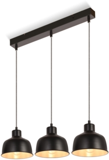 ZMH Vintage Pendelleuchte 3 flammig Retro Industrial Schwarz Tischlampe E27