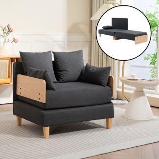 1-Sitzer-Schlafsofa Seinlus 81 x 88 x 68 cm Dunkelgrau [en. casa]