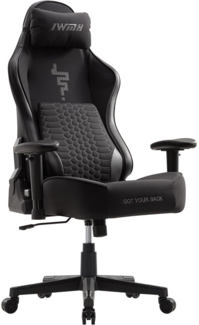 Gaming Stuhl Ergonomischer Bürostuhl 3D Lordosenstütze Racing Sessel Schwarz