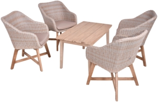 Garden Pleasure Tischgruppe PUEBLO/OAKLAND Set 5tlg Braun Gartenmöbel Sitzgruppe