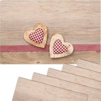matches21 HOME & HOBBY Platzset Abwaschbare Tischsets 6er Set Landhaus-Stil Herzen, (6-St), Platzsets als Tisch-Untersetzer und Tisch-Deko für Esstisch Teller