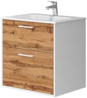 Waschbeckenunterschrank Lanco Weiß/Goldkraft Eiche 61 x 61.5 cm mit Waschbecken Vicco