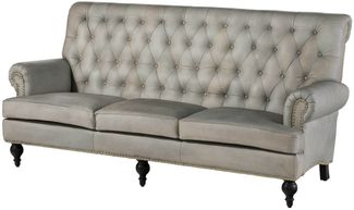 Sofa 3-Sitzer Echtleder 196x84x94 grau CHESTERFIELD #207