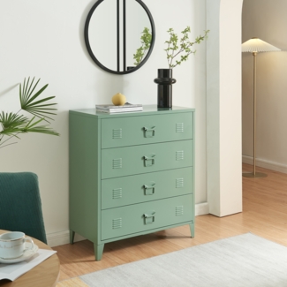 Metallschrank Hämeenlinna mit 4 Schubladen 80 x 40 x 92 cm Mattgrün [en. casa]