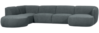 Sofa Polly U-Form aus Webstoff Links, Blau