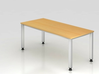 Schreibtisch QS19 4Fuß eckig 180x80cm Eiche Gestellfarbe: Silber