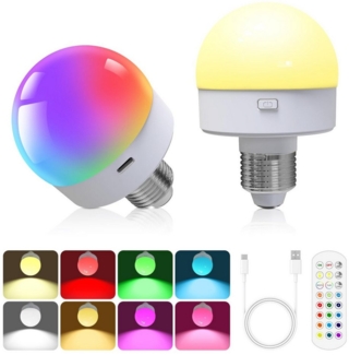 MUPOO LED-Leuchtmittel Glühbirne mit Fernbedienung,4w, E27, E26, 1 St, 15 Farbtemperaturen,USB/Batteriebetriebene,Timer,IP44