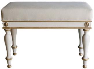 Casa Padrino Luxus Barock Hocker Weiß / Antik Gold 73x36 x H. 54 cm - Massivholz Sitzhocker im Barockstil - Barockmöbel