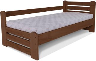 Marior HOME COUNTRY Einzelbett mit Sicherheitsstange, Buchenholz, Nussbaum