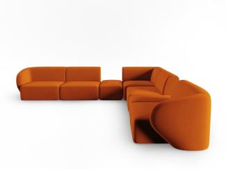 Micadoni Modulares symmetrisches Ecksofa Shane 7-Sitzer Samtstoff Terrakotta