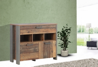 Kommode Anrichte Sideboard 107cm old wood vintage beton dunkelgrau