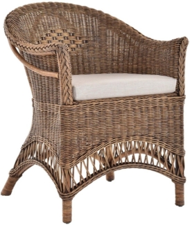 Krines Home Esszimmersessel Rattansessel Landhaus Flechtsessel Wintergarten Sessel Korbsessel, mit Armlehnen, Natur Rattan