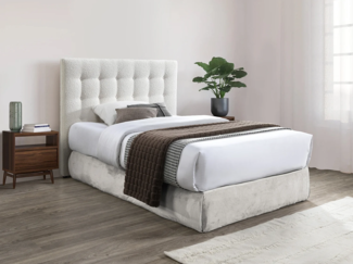 Vente-unique - Polster-Bettkopfteil - 140 cm - Bouclé-Stoff - Weiß - FRANCESCO