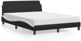 vidaXL Bett mit Matratze Schwarz und Weiß 140x200 cm Kunstleder 3208422