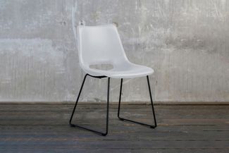KAWOLA Stuhl ASCO weiß Gestell Metall schwarz 80 x 55 x 49 cm