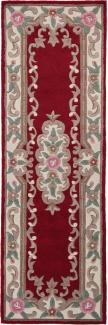 Kadima Design Traditioneller Wollteppich "Beauly" mit Handgeschnitzten Details. Farbe: Rot-Beige, 67x210 cm