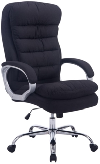 DELUKE® Bürostuhl SOUK Stoff - 116 x 68 x 77, Schwarz Stoff Metall in Chromoptik Gestell ergonomische Bürostühle Homeoffice Stuhl mit Rollen