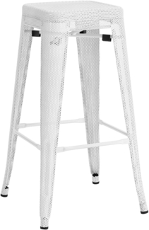 CLP Barhocker Fletcher I Stapelbar aus Metall inkl. Bodenschoner und Fußstütze,weiß