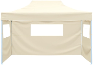 vidaXL Profi-Partyzelt Faltbar mit 3 Seitenwänden 3×4m Stahl Creme 48893