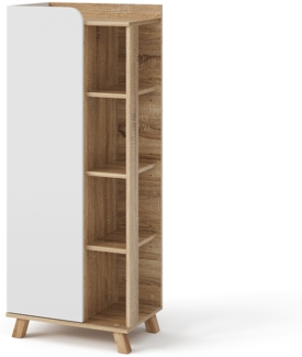 Midischrank Karen Sonoma/Weiß 50 x 128 cm mit Tür und offenen Fächern Vicco