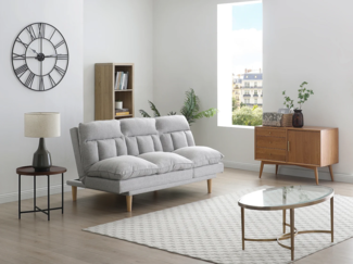 Vente-unique - 3-Sitzer-Schlafsofa Clic-Clac - Stoff - Hellgrau - PALOBU