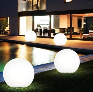 etc-shop LED Gartenleuchte, LED-Leuchtmittel fest verbaut, Solarkugel Außenlampe Gartendeko LED Kugelleuchte weiß H 62cm 4er Set