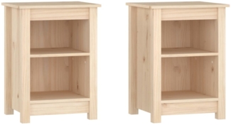 2er-Set Nachttische, Nachtschränke 40 x 35 x 55 cm Massivholz Kiefer