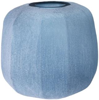 Casa Padrino Luxus Deko Glas Vase Blau Ø 33 x H. 32 cm - Mundgeblasene Blumenvase - Luxus Deko Accessoires