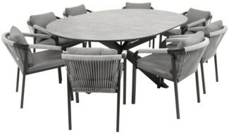 DEGAMO Garten-Essgruppe LYON im Rope-Design, (8-tlg, 8 Sessel, 1 Tisch)