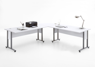 FMD Möbel - CALVIA 105 - Winkelkombination 160/160 cm - melaminharzbeschichtete Spanplatte - Brillantweiß - 240 x 75 x 240cm