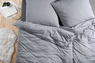 Estella Mako-Interlock-Jersey Bettwäsche Atelier Takoma 155x200 + 1 x Kissen 80 x 80 Uni grau