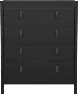 Calicosy 'BARCELONE' Kommode mit 5 Schubladen in mattem Schwarz, H98,9 cm - Schwarz