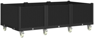 vidaXL Pflanzkasten mit Rollen Schwarz 150x80x54 cm PP 367988