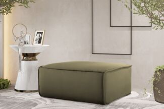 Polsterhocker Designerhocker CELES PREMIUM 85x85 cm Stoff Opera Velvet Olivgrün