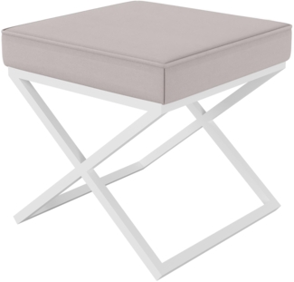 AX LIVING 1 Stk. Polster Hocker Pitinio 45 cm Beige weißes Gestell